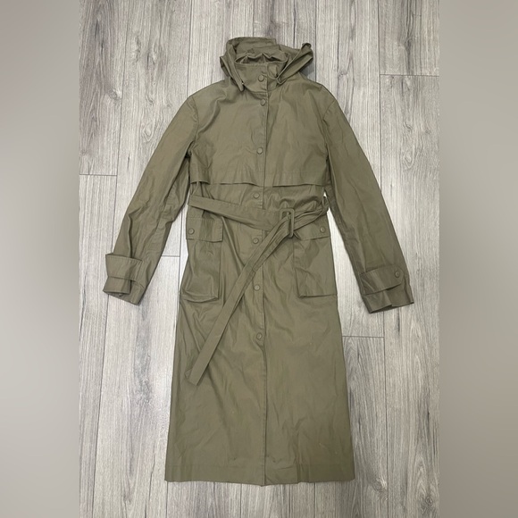 REMAIN Birger Christensen Olive Green Trench Coat Size 0 Long‎ Jacket